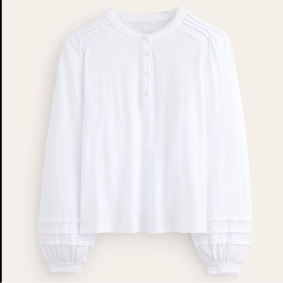 Boden | Henrietta Pintuck Henley Top in White, EUC, size 14 - Picture 4 of 13